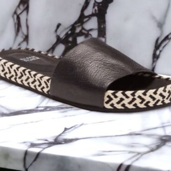 Eileen Fisher Black/White Slide Sandals Size 7 - Picture 1 of 6